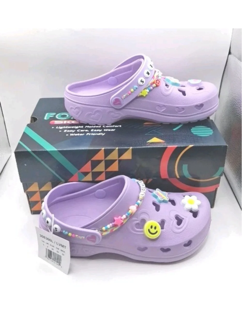 skechers foamies girls Size 3 Charming Friends Color Lavender NIB